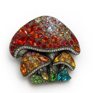 ⚜️❤️‍🔥🍂 Autúmn Breezé Vibrant Crystal Mushroom Brooch 🍄‍🟫